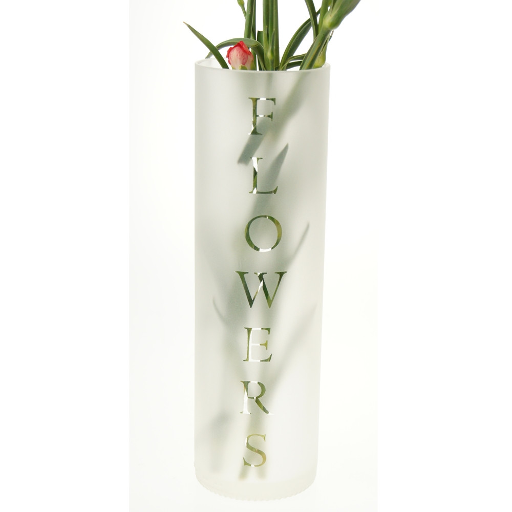 An image of Tall Frosted vase with flower motif