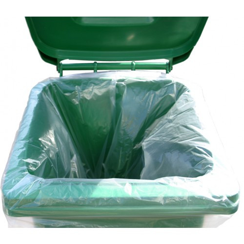 An image of 240 Litre Clear Recycled Wheelie Bin Liners