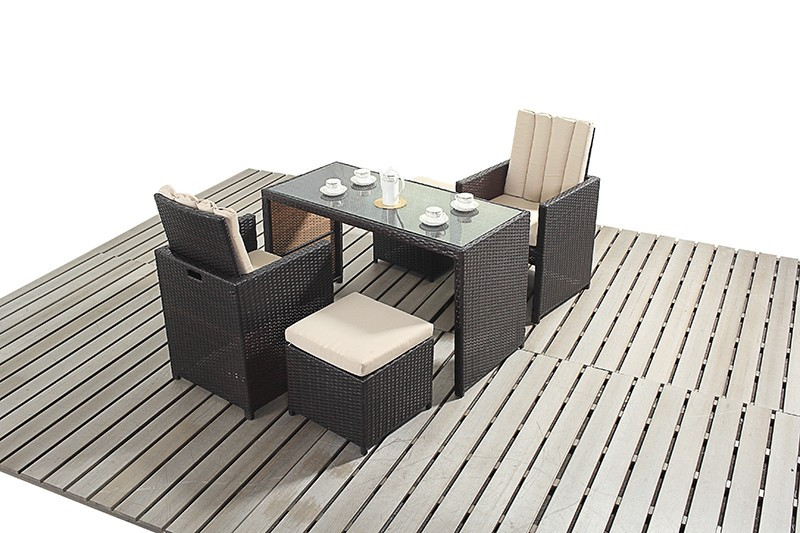 An image of Rapallo Luxe Rattan Cube Table and Two Chairs