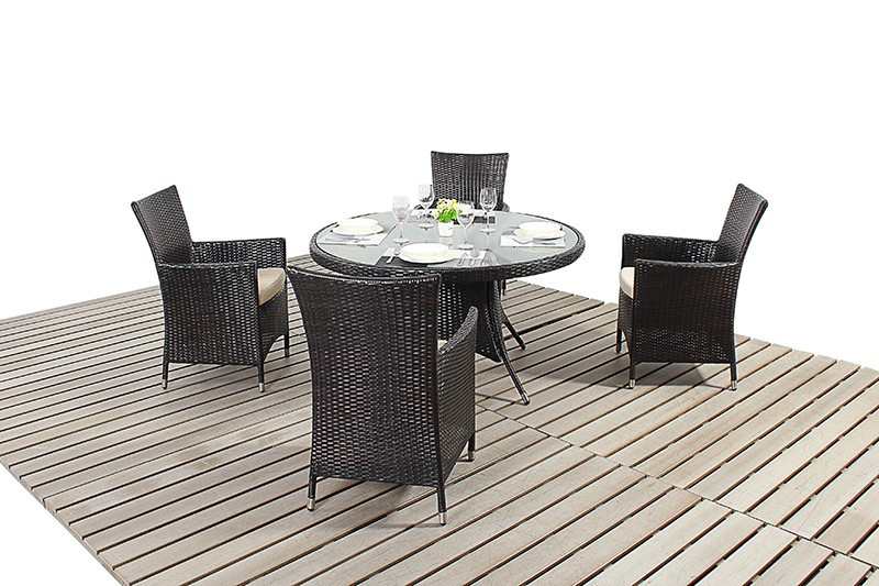 An image of Rapallo Luxe Rattan Dining Table & Four Chairs