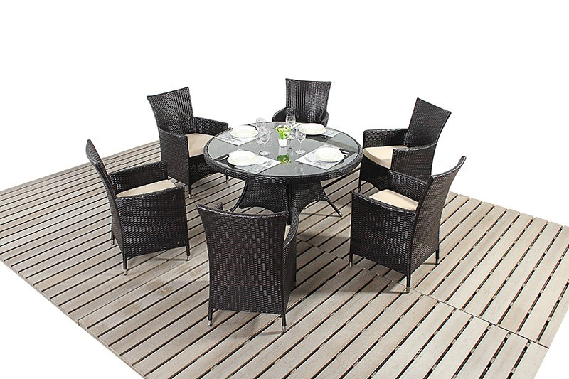 An image of Rapallo Luxe Rattan Dining Table & Six Chairs