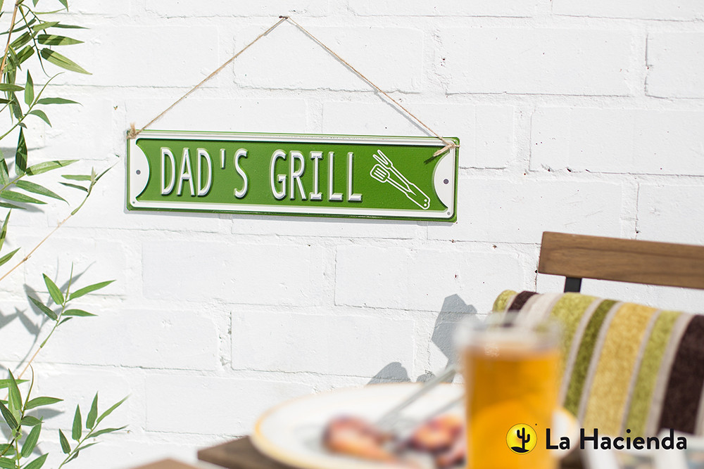 An image of Embossed Metal Sign - Dad's Grill