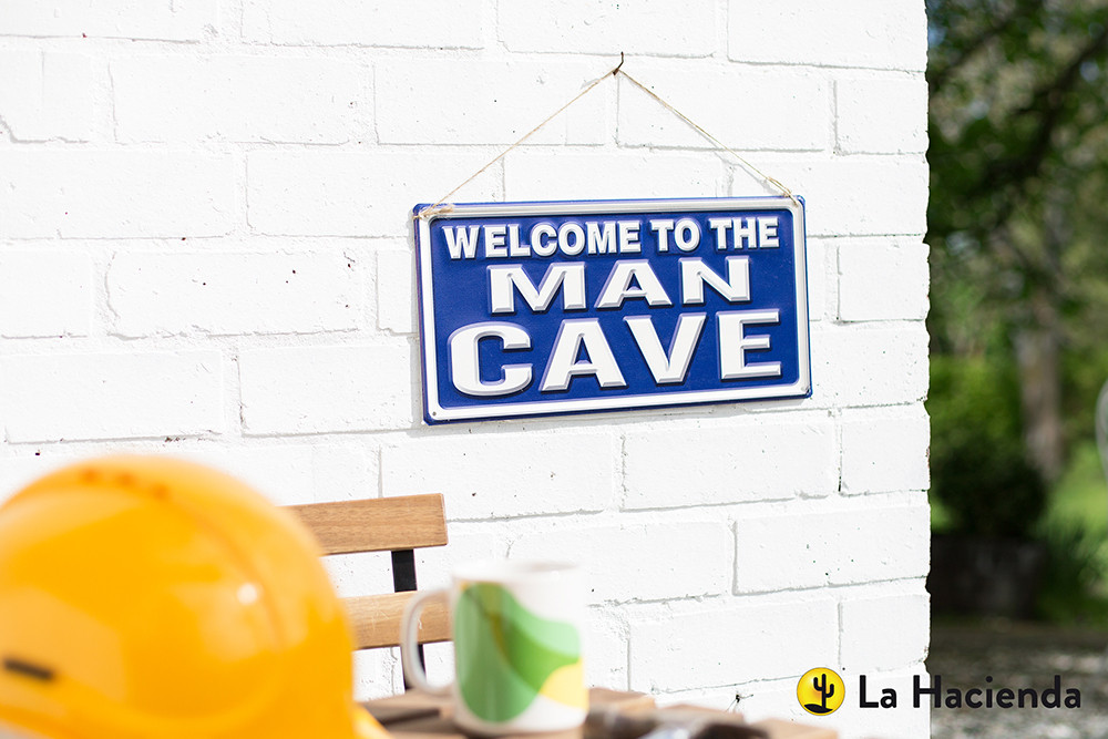 An image of Embossed Metal Sign - Welcome to the Man Cave